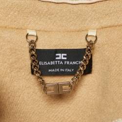 Elisabetta Franchi Beige Wool Belted Overcoat M
