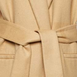 Elisabetta Franchi Beige Wool Belted Overcoat M