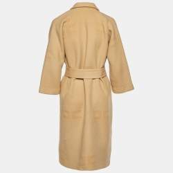 Elisabetta Franchi Beige Wool Belted Overcoat M