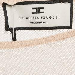 Elisabetta Franchi Mauve Sequin Embellished Tulle Flared Gown M
