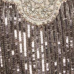 Elisabetta Franchi Mauve Sequin Embellished Tulle Flared Gown M