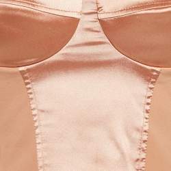 Pre Owned Elisabetta Franchi Orange Satin Strappy Bustier Top S