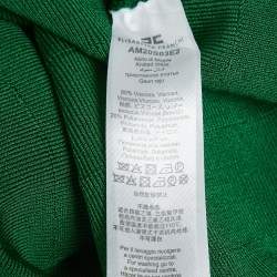 Pre Owned Elisabetta Franchi Green/White Bandage Knit Long Bodycon Dress S