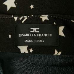 Pre Owned Elisabetta Franchi Black Starts Print Jersey One Shoulder Midi Dress M