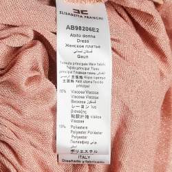 Elisabetta Franchi Pink Embellished Lurex Knit Plisse Midi Dress M