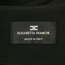 Elisabetta Franchi Black Crepe Plunging Neck Bodysuit S