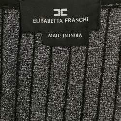 Pre Owned Elisabetta Franchi Black Embellished Crepe Mini Wrap Dress M