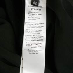 Pre Owned Elisabetta Franchi Black Embellished Crepe Mini Wrap Dress M