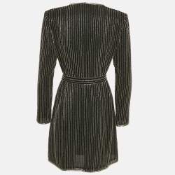 Pre Owned Elisabetta Franchi Black Embellished Crepe Mini Wrap Dress M