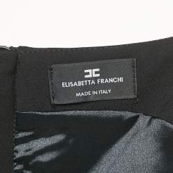 Pre Owned Elisabetta Franchi Black Nylon Contrast Trimmed Sleeveless Mini Dress S