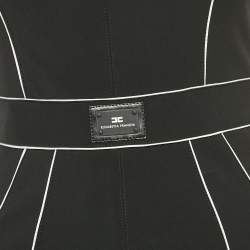 Pre Owned Elisabetta Franchi Black Nylon Contrast Trimmed Sleeveless Mini Dress S