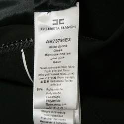 Pre Owned Elisabetta Franchi Black Nylon Contrast Trimmed Sleeveless Mini Dress S