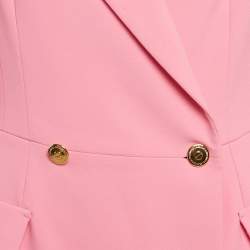 Pre Owned Elisabetta Franchi Pink Crepe Double Breasted Mini Blazer Dress M
