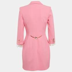 Pre Owned Elisabetta Franchi Pink Crepe Double Breasted Mini Blazer Dress M