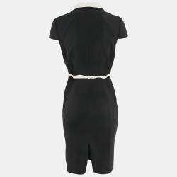 Pre Owned Elisabetta Franchi Black Nylon Ruffle Detail Short Dress M