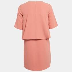 Pre Owned Elisabetta Franchi Peachy Pink Crepe Mini Dress M
