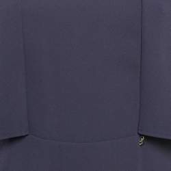 Pre Owned Elisabetta Franchi Navy Blue Crepe Round Neck Mini Dress M