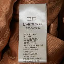 Pre Owned Elisabetta Franchi Caramel Brown Crepe Button Detail Mini Dress M