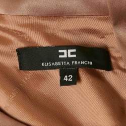 Pre Owned Elisabetta Franchi Caramel Brown Crepe Button Detail Mini Dress M