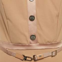 Pre Owned Elisabetta Franchi Caramel Brown Crepe Button Detail Mini Dress M