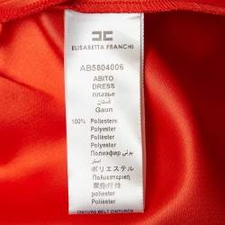 Pre Owned Elisabetta Franchi Orange/Pink Satin Flared Mini Dress M