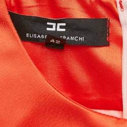 Pre Owned Elisabetta Franchi Orange/Pink Satin Flared Mini Dress M