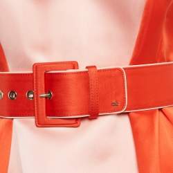 Pre Owned Elisabetta Franchi Orange/Pink Satin Flared Mini Dress M