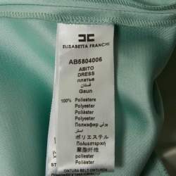 Pre Owned Elisabetta Franchi Blue/White Satin Flared Mini Dress M