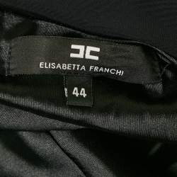 Pre Owned Elisabetta Franchi Black Nylon Draped One-Shoulder Midi Dress M