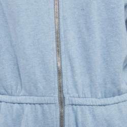 Elisabetta Franchi Blue Cotton Knit Logo Tape Trimmed Jumpsuit S