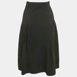 Pre Owned Elisabetta Franchi Black Crepe Pleated Midi Dress M