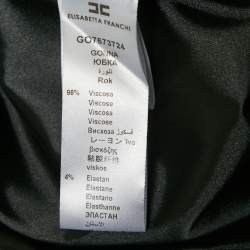 Pre Owned Elisabetta Franchi Black Crepe Pleated Midi Dress M