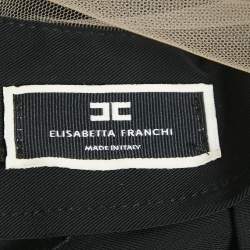 Elisabetta Franchi Black Stretch Gabardine Applique Detail Jumpsuit M