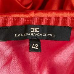 Elisabetta Franchi Red Silk Pleated Strapless Top M