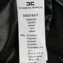 Elisabetta Franchi Black Studded Faux Leather Biker Jacket S