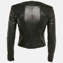 Elisabetta Franchi Black Studded Faux Leather Biker Jacket S