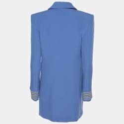 Elisabetta Franchi Blue Crepe Double Breasted Blazer S