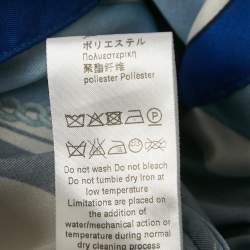 Pre Owned Elisabetta Franchi Blue/Multicolor Printed Satin V-Neck Midi Dress S