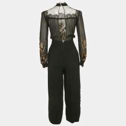 Pre Owned Elisabetta Franchi Black Embellished Crepe Detachable Top Jumpsuit S