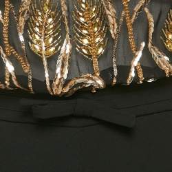 Pre Owned Elisabetta Franchi Black Embellished Crepe Detachable Top Jumpsuit S