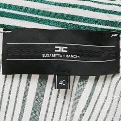 Elisabetta Franchi Green Stripe Crepe Belted Playsuit S