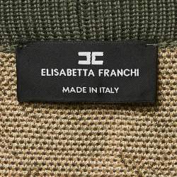 Pre Owned Elisabetta Franchi Green Camouflage Print Knit Long Cardigan L