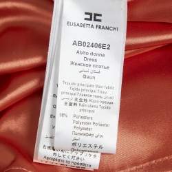 Pre Owned Elisabetta Franchi Orange Knit Embellished Mini Dress M