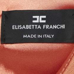 Pre Owned Elisabetta Franchi Orange Knit Embellished Mini Dress M