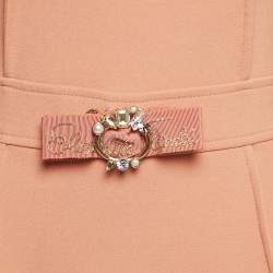 Pre Owned Elisabetta Franchi Orange Knit Embellished Mini Dress M