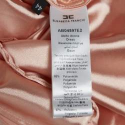 Pre Owned Elisabetta Franchi Pink Lace and Satin Ruffled Mini Dress M