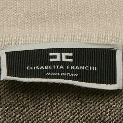 Elisabetta Franchi Brown Monogram Knit Crewneck Sweater M