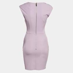 Pre Owned Elisabetta Franchi Light Purple Gabardine Waist Detail Sleeveless Mini Dress S