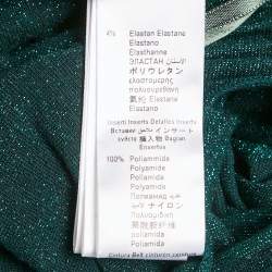 Pre Owned Elisabetta Franchi Green Lurex Knit Pleated Maxi Dress S