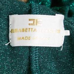 Pre Owned Elisabetta Franchi Green Lurex Knit Pleated Maxi Dress S